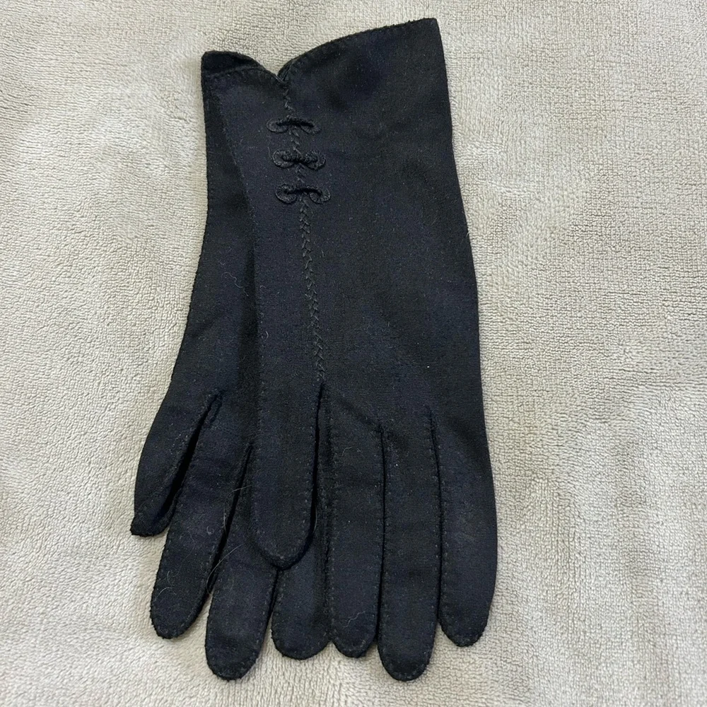 Vintage Ladies Black‎ Cloth Gloves